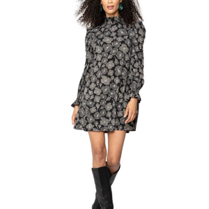 LEOTA Bianca dress women’s size extra small in novelty floral black and egret